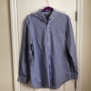 Men's Slim Fit Pattern No Iron Supima Pinpoint Buttondown Collar Dress Shirt